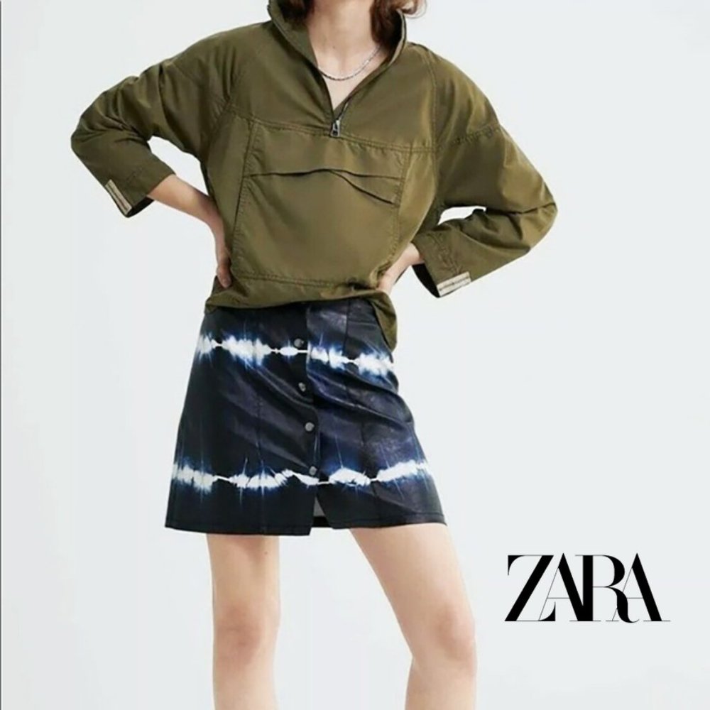 ZARA Tie Dye Faux Leather Mini Skirt Size S - NWOT